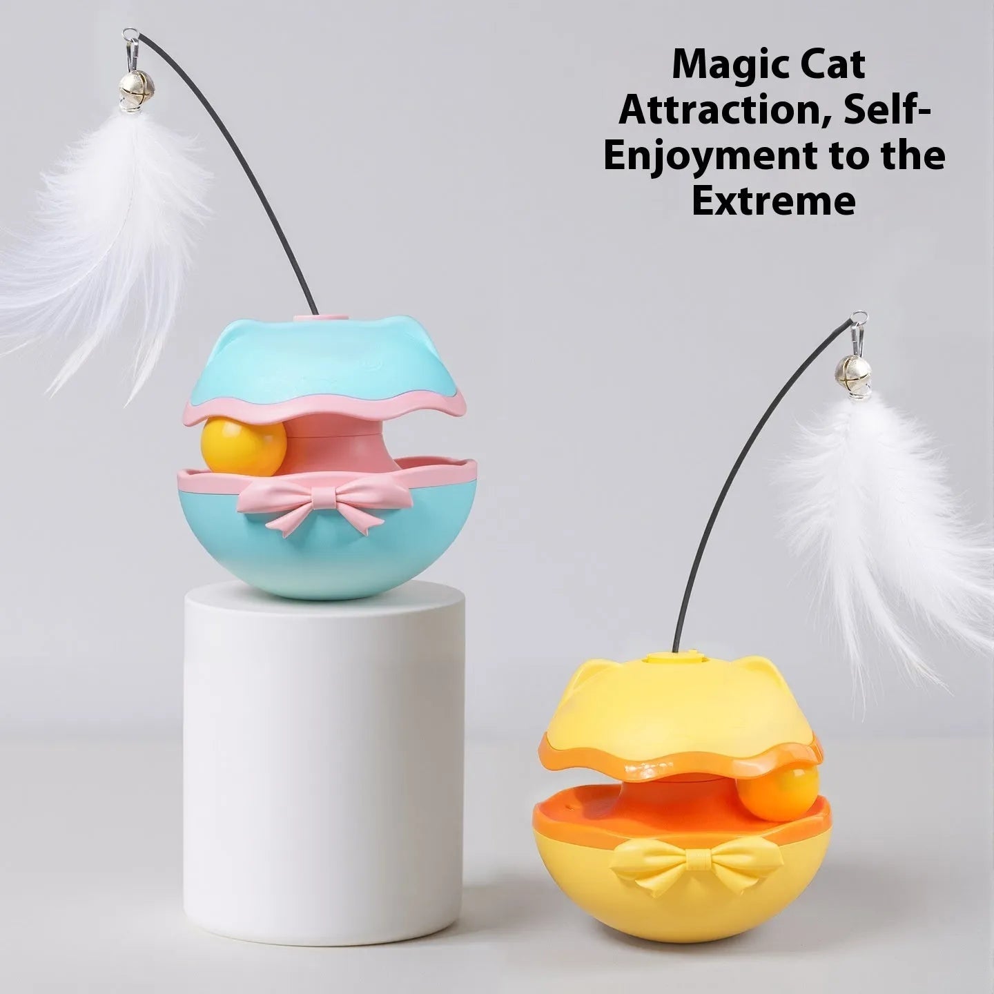Electric cat toy tumbler with USB charging port and LED lights for automatic feline play