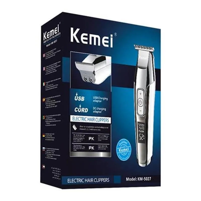 Rechargeable barber scissors with LCD display and stainless steel cutting head