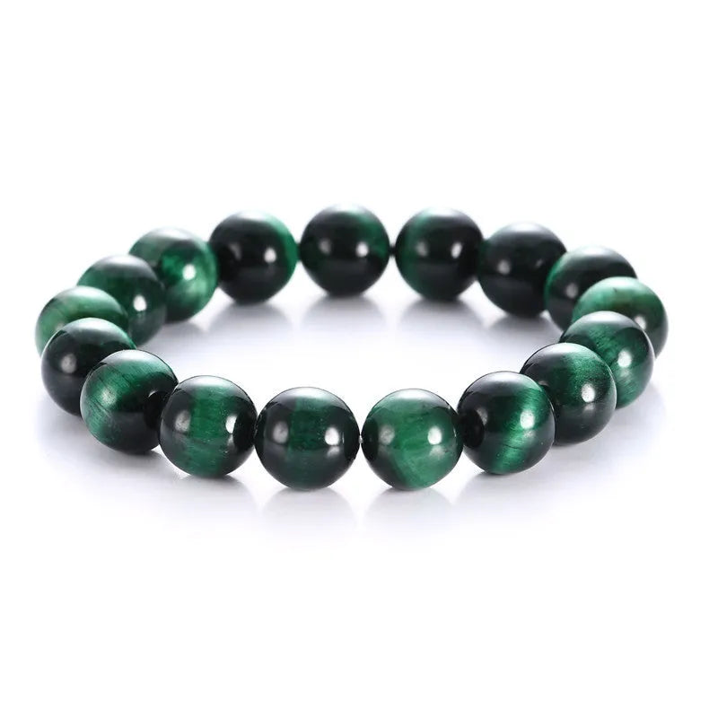 Green tiger eye stone bracelet with geometric beads in multiple size options