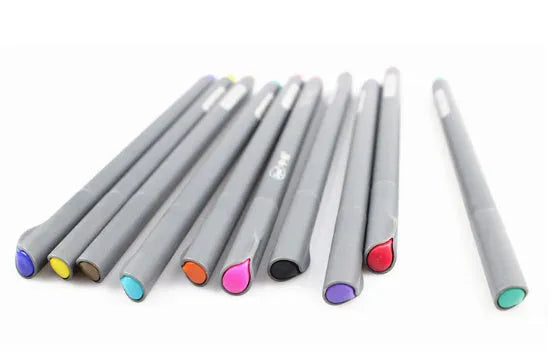 Pack of 10 hook line pens with 0.38mm tips for technical drawing and drafting