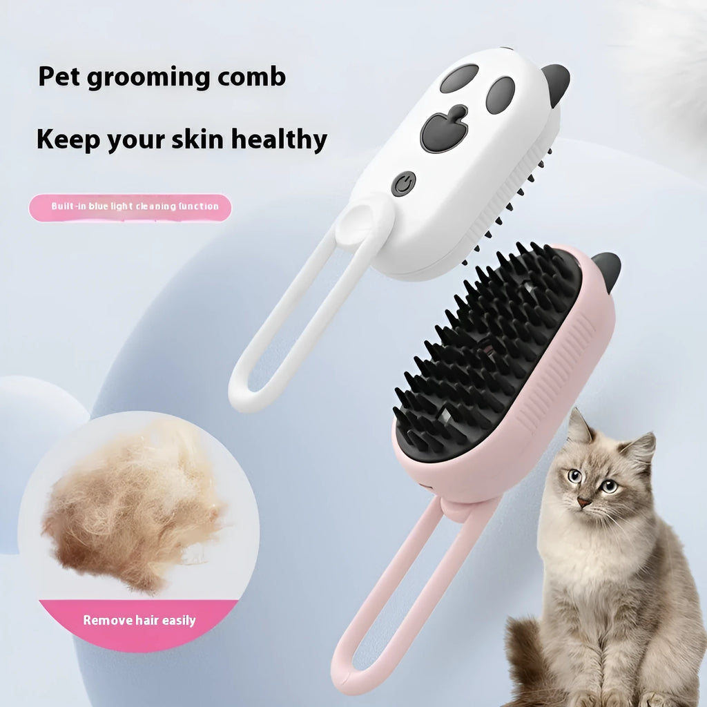 Colourful pet grooming comb with spray attachment in avocado green design