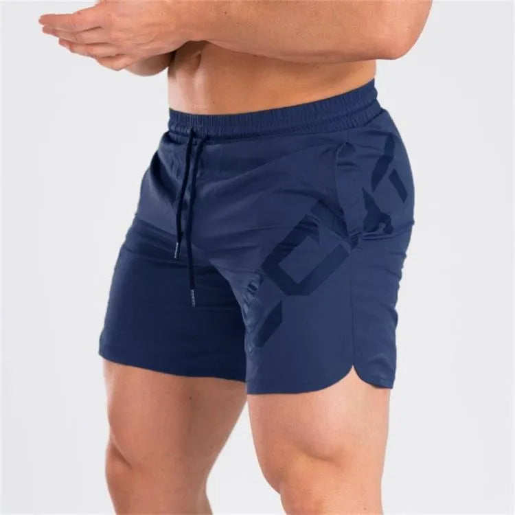 Men's black knee-length training shorts with quick-dry nylon fabric for summer running