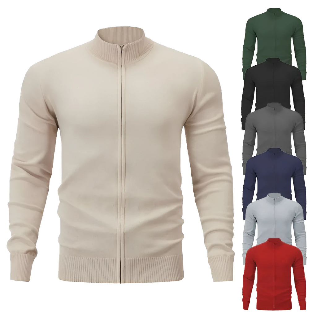 Cotton stand collar zip sports sweater in loose fit Asian sizing