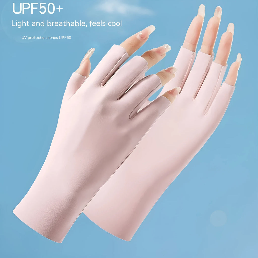 Women's thin ice silk summer gloves with UPF50 rating in various colour options