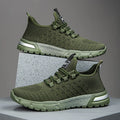Men's casual mesh shoes in six colour options showing Army Green, Black, and Light Gray examples