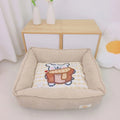 Cotton fabric dog nest in light blue, filled with PP cotton, shown in a 50x40cm size.