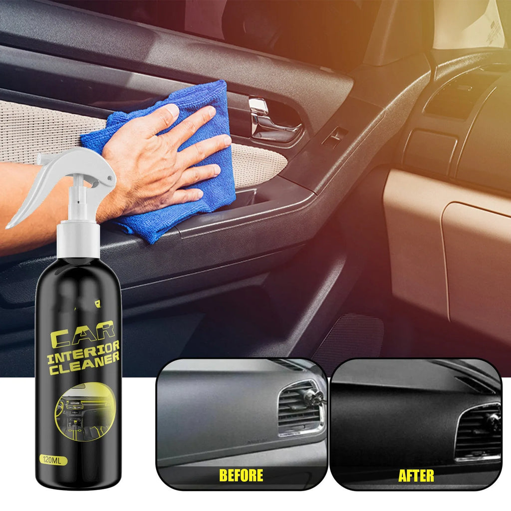 120ml bottle of car interior cleaner and maintenance agent for leather and plastic surfaces.
