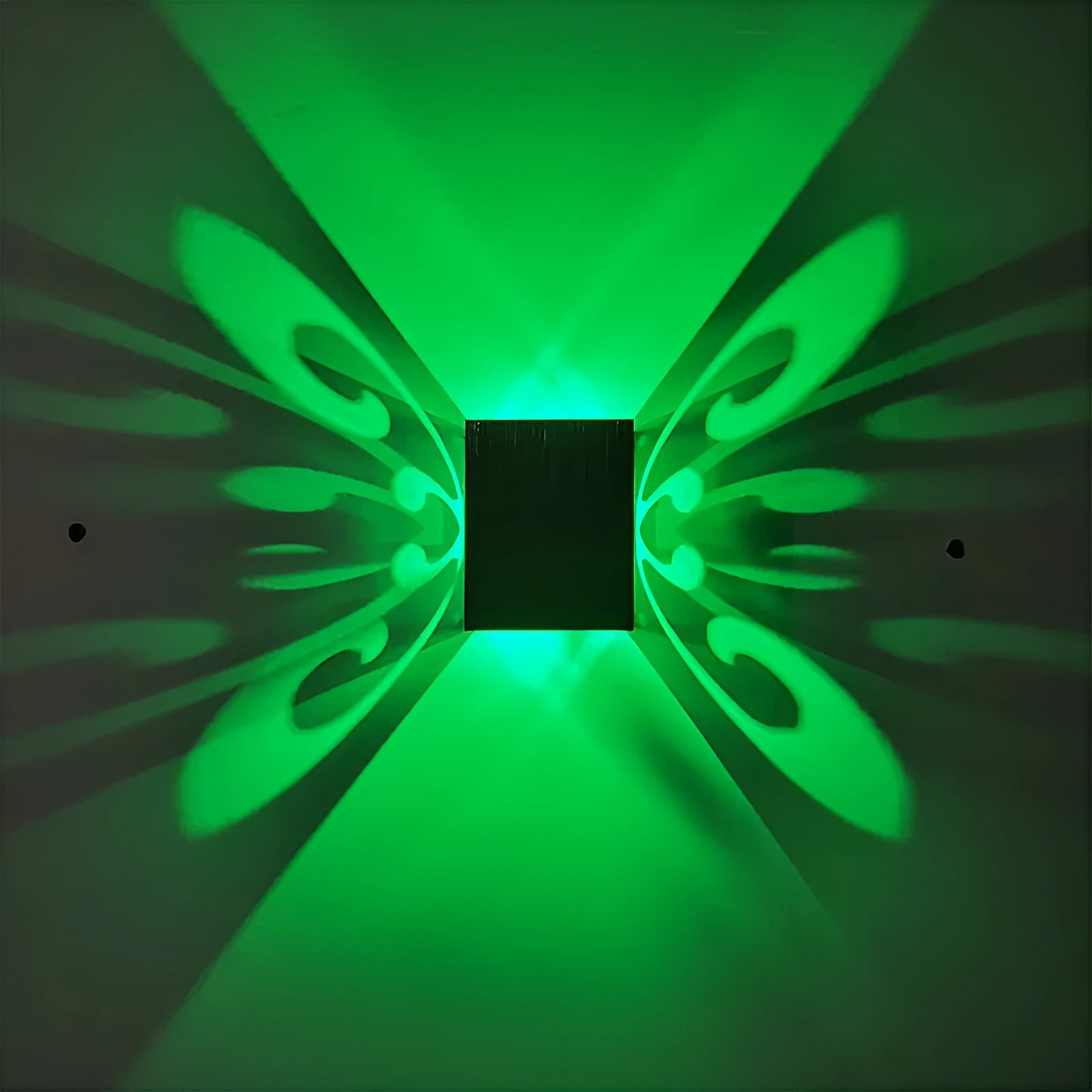 Butterfly-shaped LED wall lamp with aluminium shade and remote control for colour selection