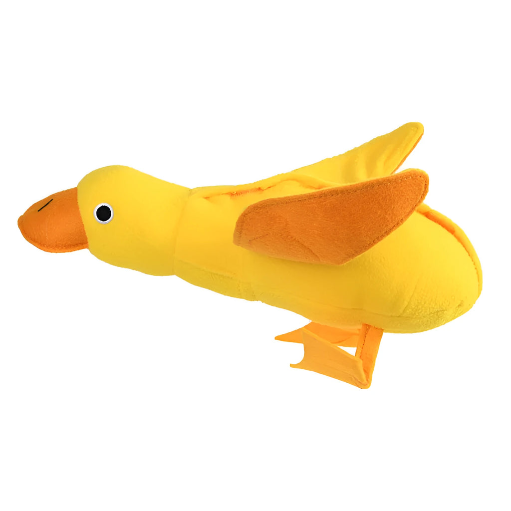 Yellow teddy bear shaped dog toy with food leak compartment and squeaker for training and enrichment