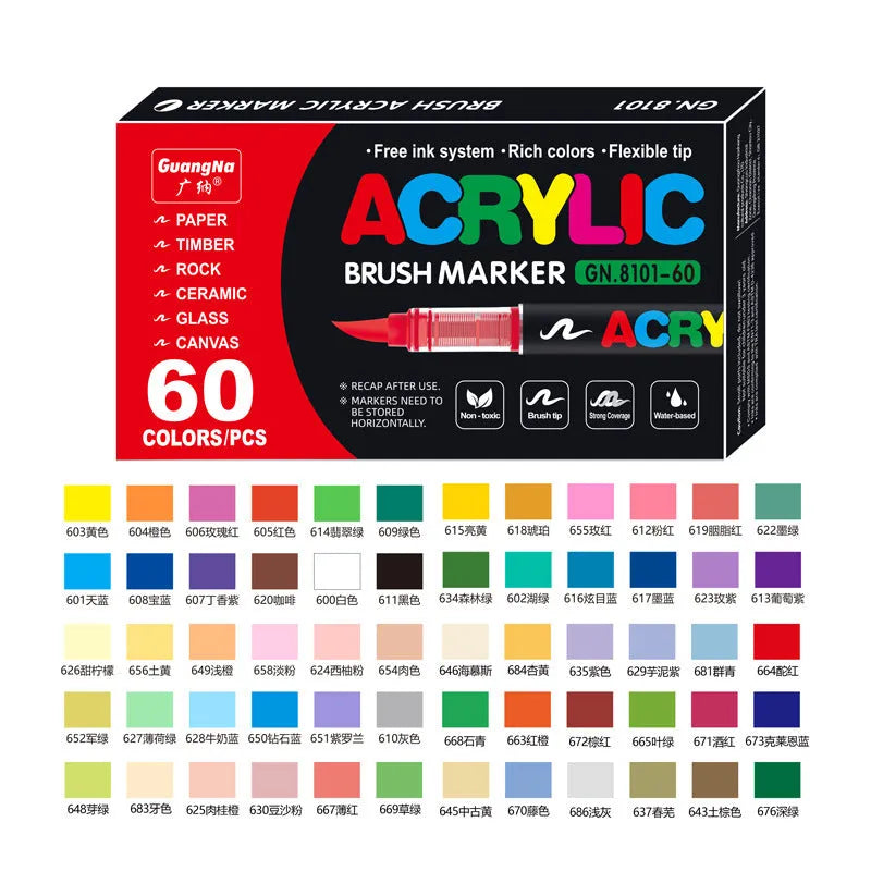 Set of acrylic marker pens in multiple colours for art painting and graffiti projects