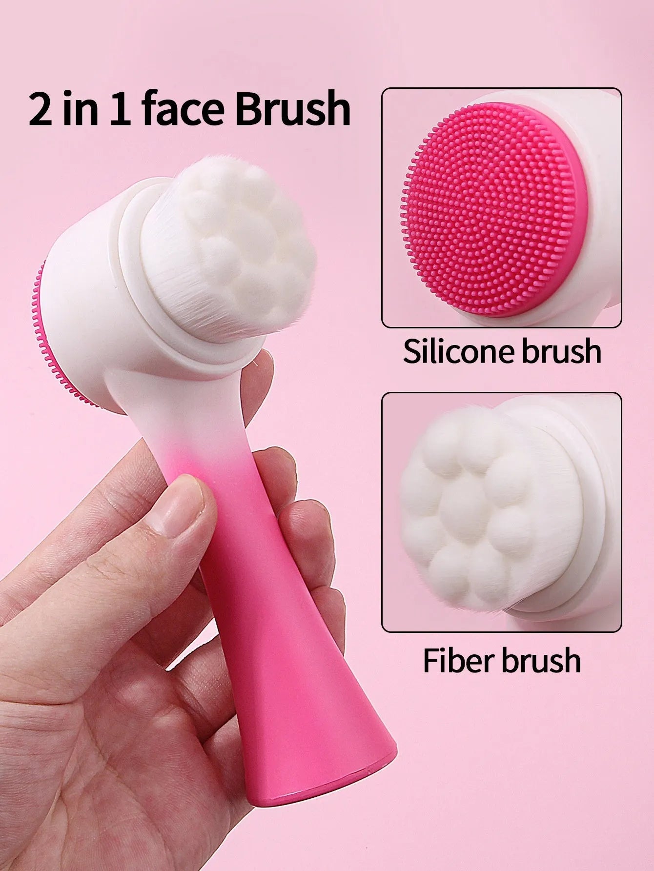 Facial brush set with coral fleece hair band and plastic handle in multiple colour options