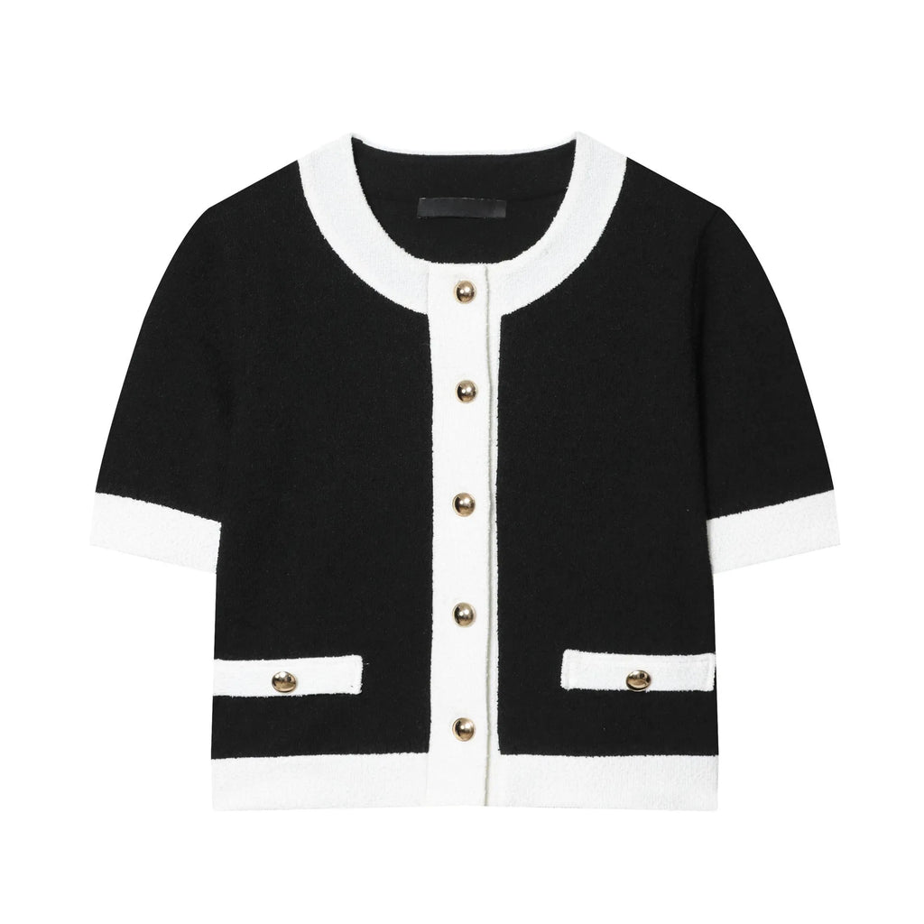 Women's beaded leather-look top and high-waisted stretch trousers co-ord set in polyester.