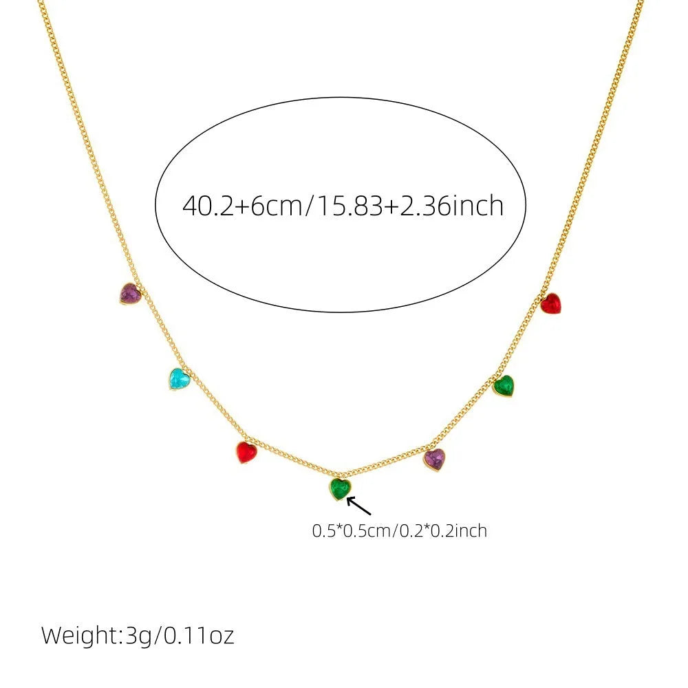 Gold-plated stainless steel necklace with heart pendant, adjustable 41-50cm length