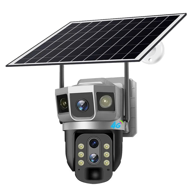 V380 outdoor smart security camera with solar panel and 4G connectivity for remote monitoring