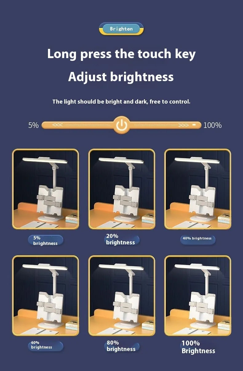 Adjustable reading table lamp with three-speed colour temperature control and USB charging capability