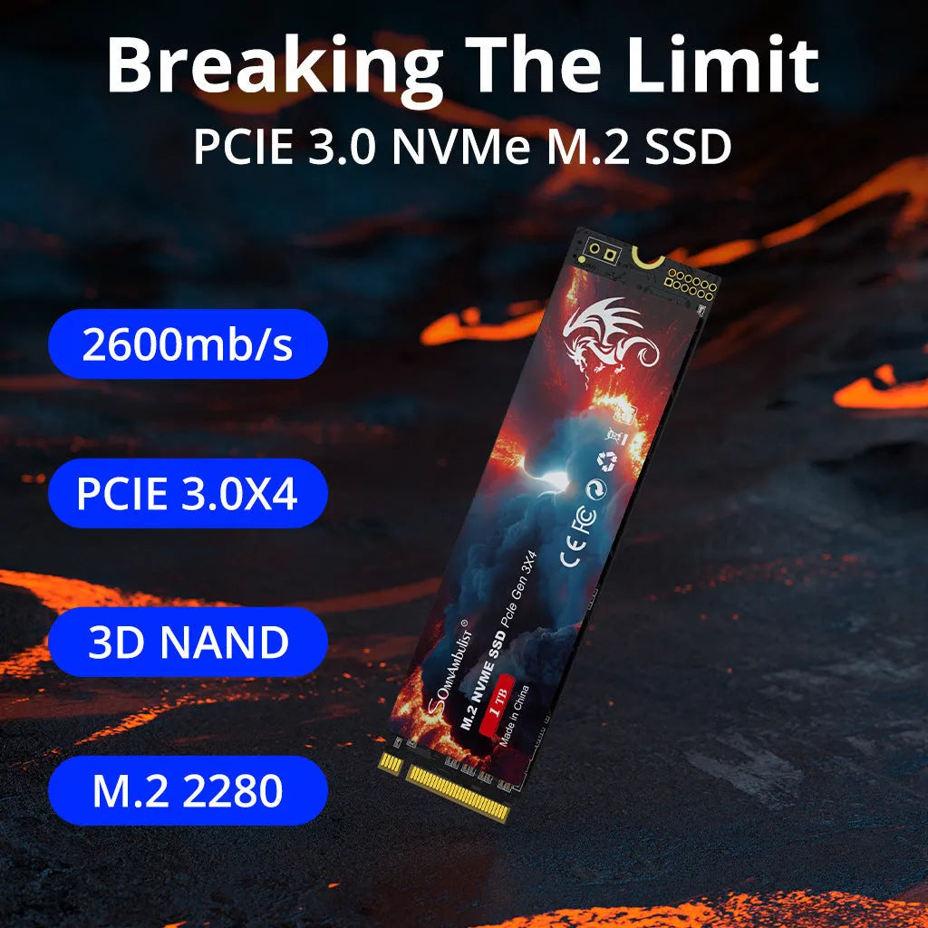 M.2 solid state drive for desktop computers showing 80x22x3.5mm dimensions and SATA 3.0 interface