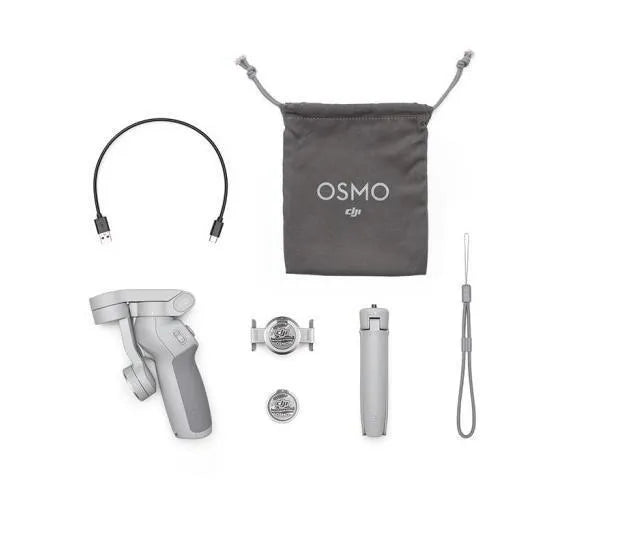 Silver and black magnetic PTZ gimbal for smartphones showing magnetic phone mount and control buttons.