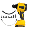 Yellow portable lithium battery dust gun with accessories for office and household cleaning