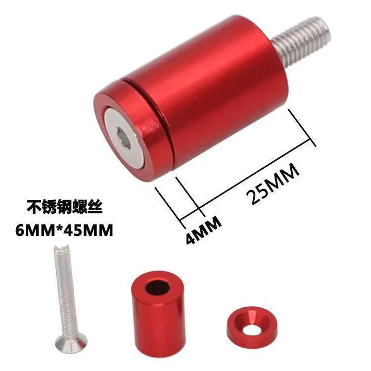 Aluminium machine cover height spacer kit in red, blue, and black with screws, nuts, and washers.