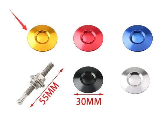 30mm aluminium engine cover lock in silver, black, gold, blue or red colours with screw and nut