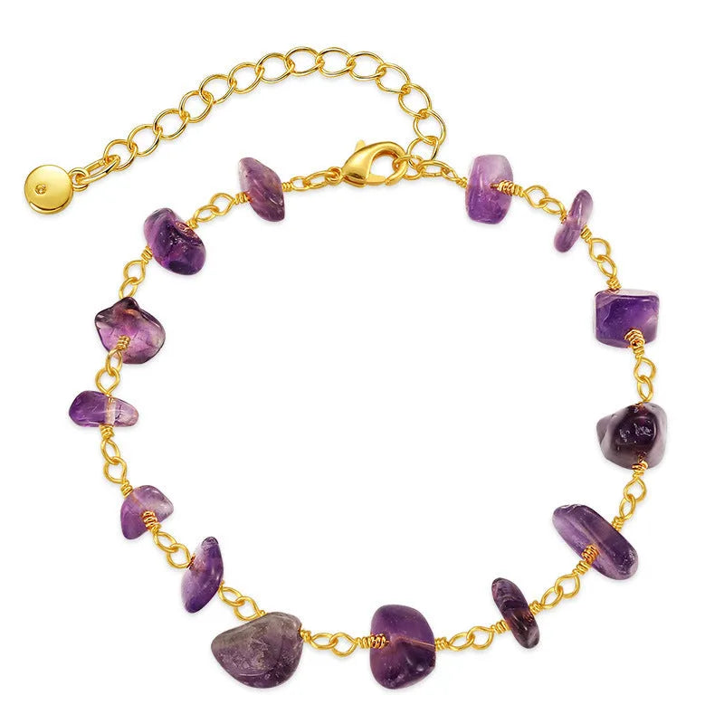 18K copper geometric women's bracelet with irregular gravel design and crystal elements