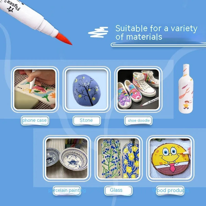 Set of soft head gouache pens for pressure-free artistic work on greeting cards and graffiti