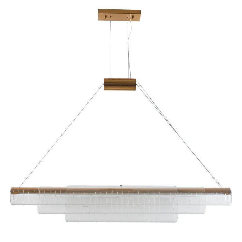 Modern minimalist glass pendant lamp with iron body in three hanging length options.