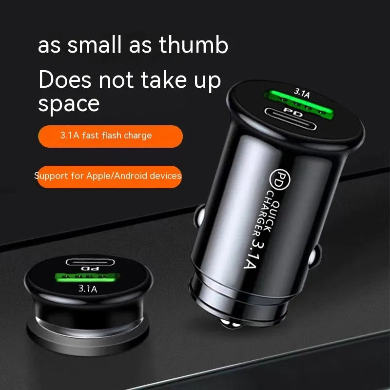 Black dual port USB car charger for vehicle lighter socket with 4.8A output