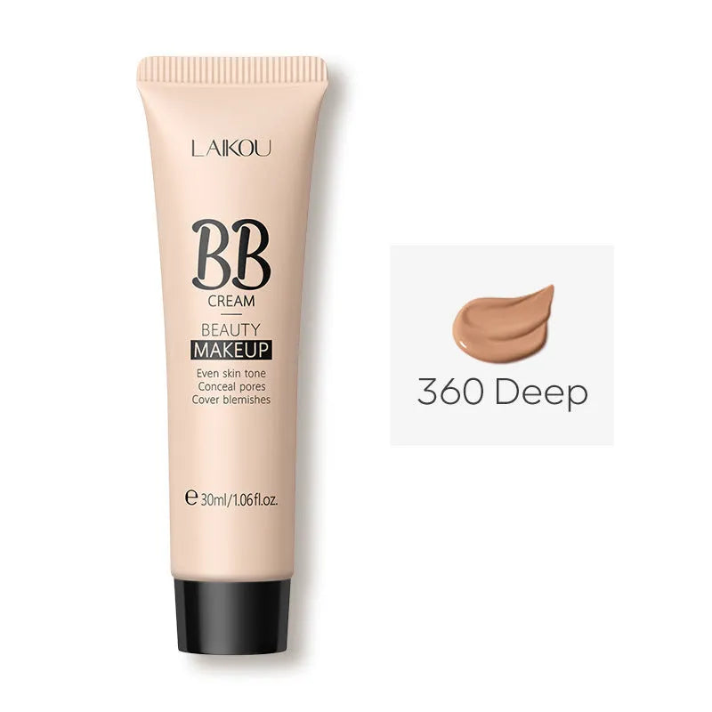 30ml tube of BB cream in one of nine shades, including Ivory White, Brightening, and Chocolate.