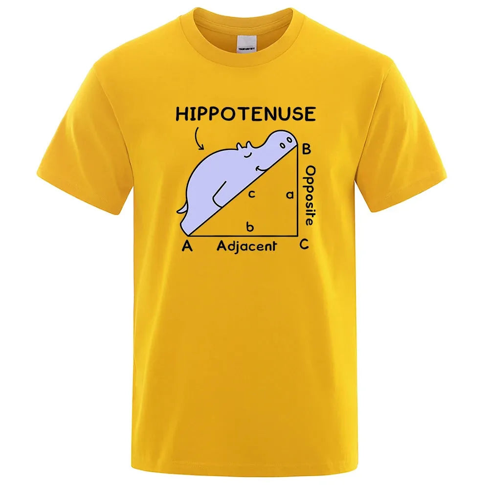 Cotton T-shirt with Hippotenuse Opposite Adjacent funny graphic print in loose pullover style