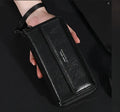 Men's PU leather long wallet showing multiple card slots in black colour option