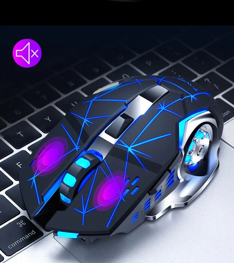 Wireless computer mouse with silent click buttons and optical sensor in black or white colour options
