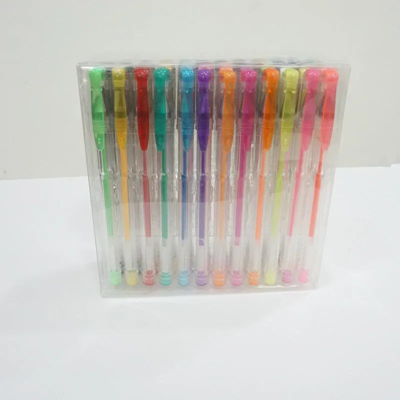 100 colour gel pen set with 0.5mm and 1.0mm tips in plastic barrels