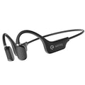 Wireless bone conduction Bluetooth sports headset in hanging neck design on a person running.