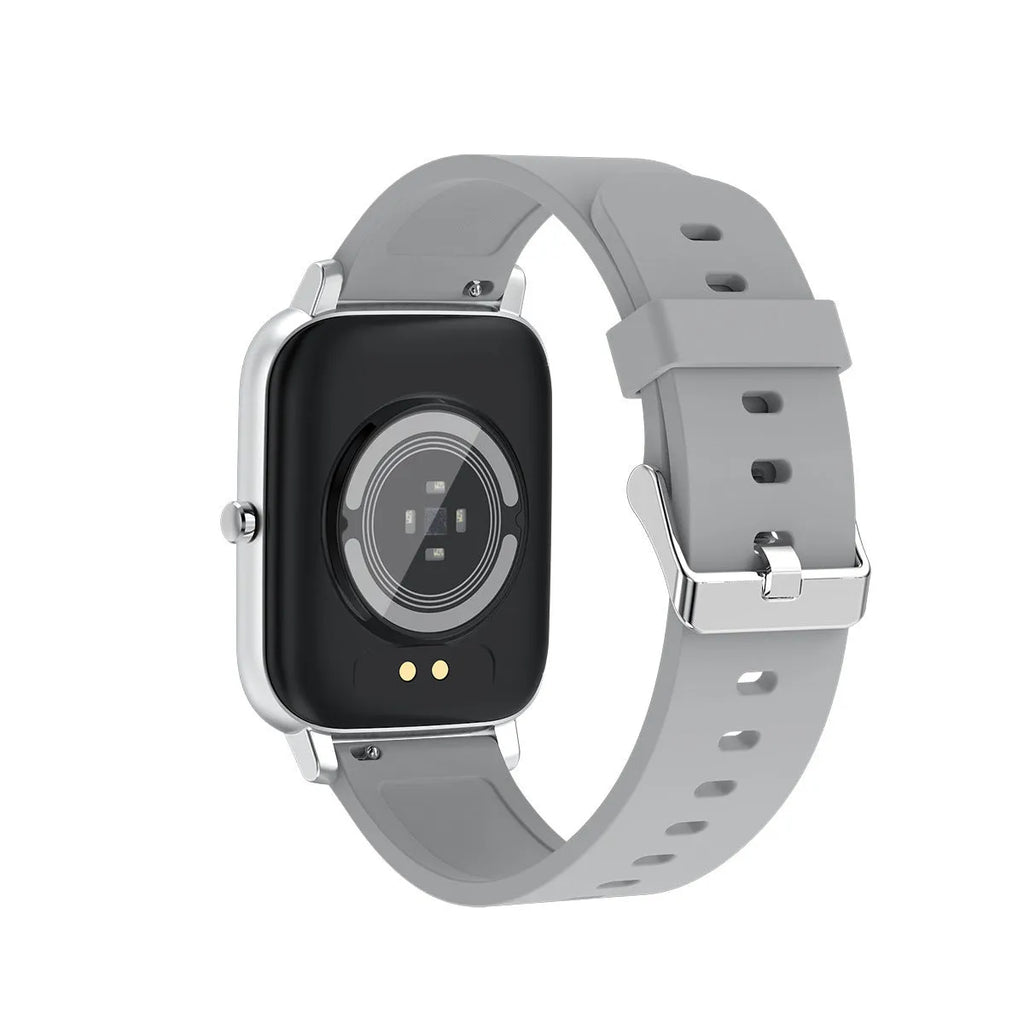 H80 sports smart watch with black silicone strap showing ECG and blood oxygen monitoring on its 1.69-inch screen.
