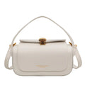 Women's PU leather shoulder messenger bag with letter detailing in beige, black, khaki, or pink