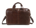 Brown men's business briefcase made from first-layer cowhide leather with 18-inch laptop compartment