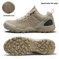 Breathable lightweight non-slip outdoor climbing boots with leather mesh upper and MD sole in sand colour for men