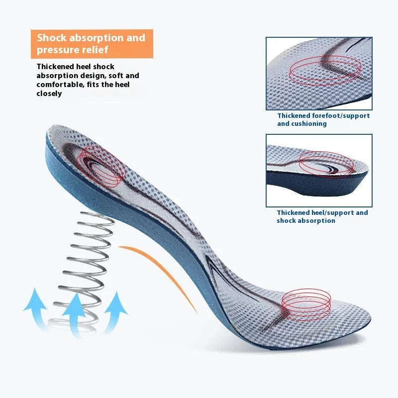 34 arch support plug-in flat foot orthopedic insole seven-point arch design blue background gray men or pink women