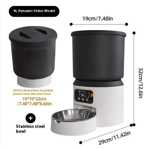 4L smart pet feeder with WiFi connectivity and stainless steel bowl for automatic feeding