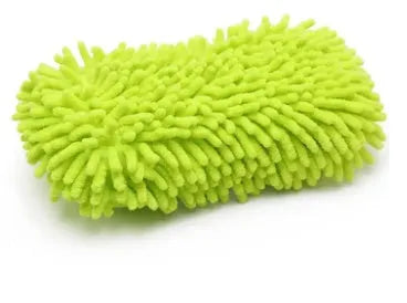 Silvery green chenille microfiber car wash sponge measuring 14 by 25 centimetres