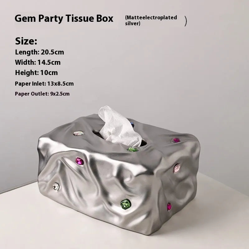 Ceramic tissue box in light luxury style with matte finish