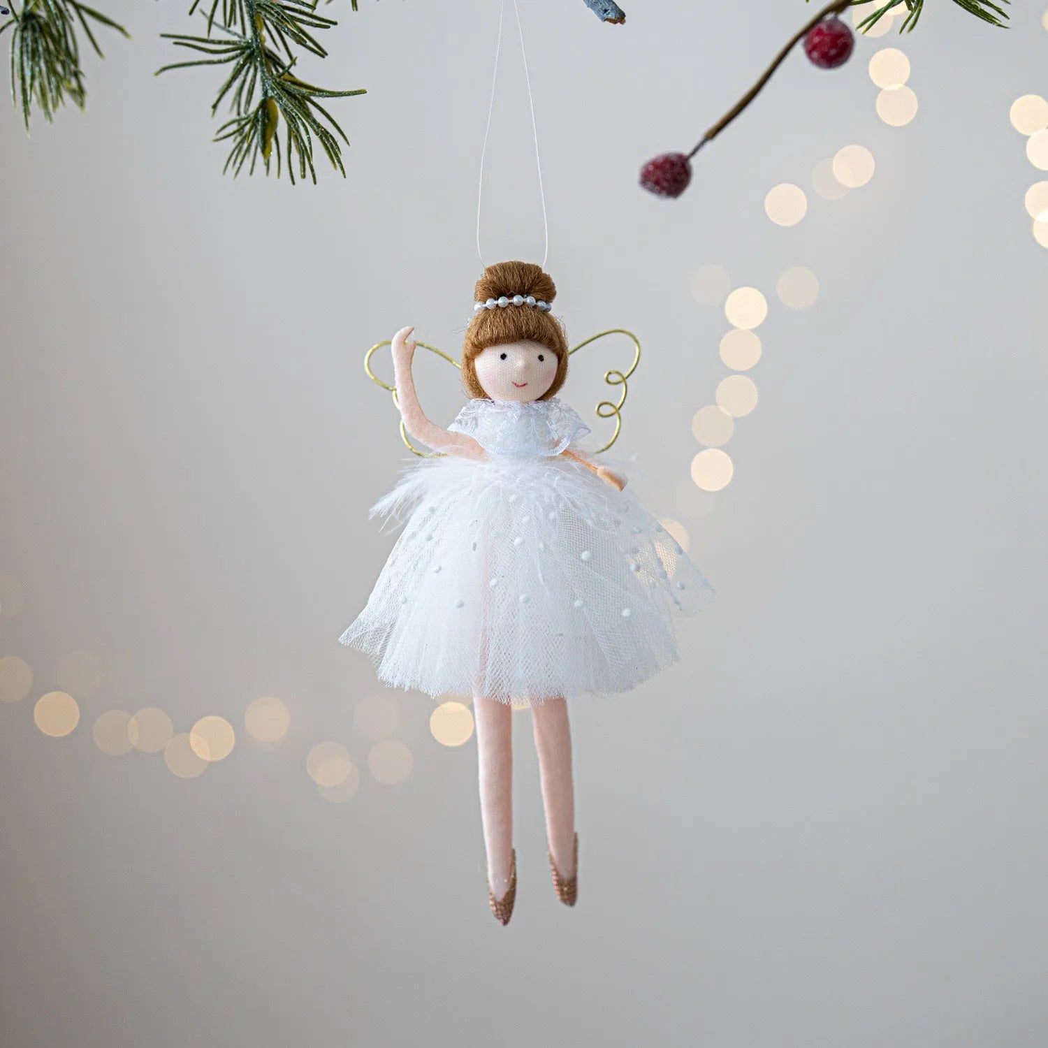Pink and white cloth ballet girl angel plush doll pendant with modern simplicity design