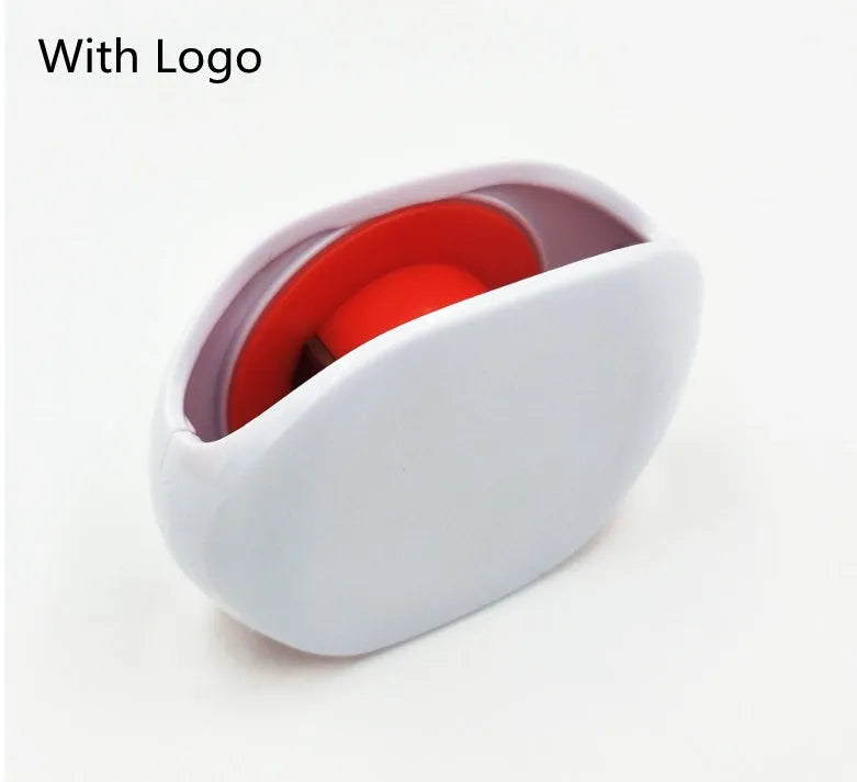 Automatic earphone cable retractor winder in a compact plastic storage box.