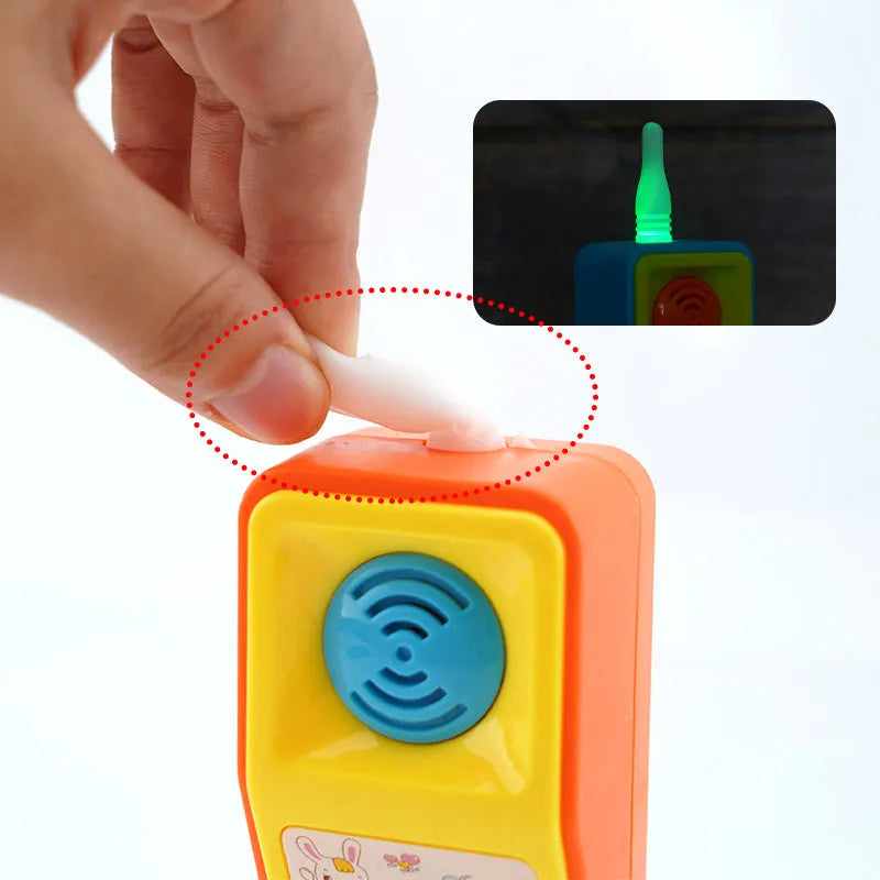 Children's educational toy with sound, light, and music features showing cartoon animal theme for 3-year-olds
