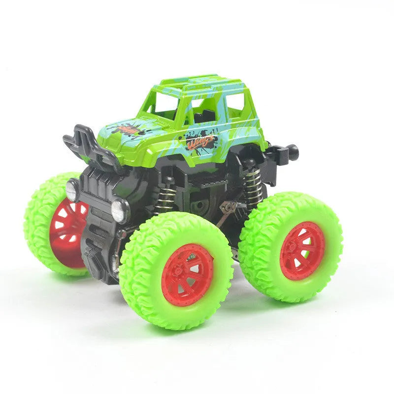 Inertial four-wheel drive off-road vehicle toy in green, 9x8.5x8.5cm, pull-back action