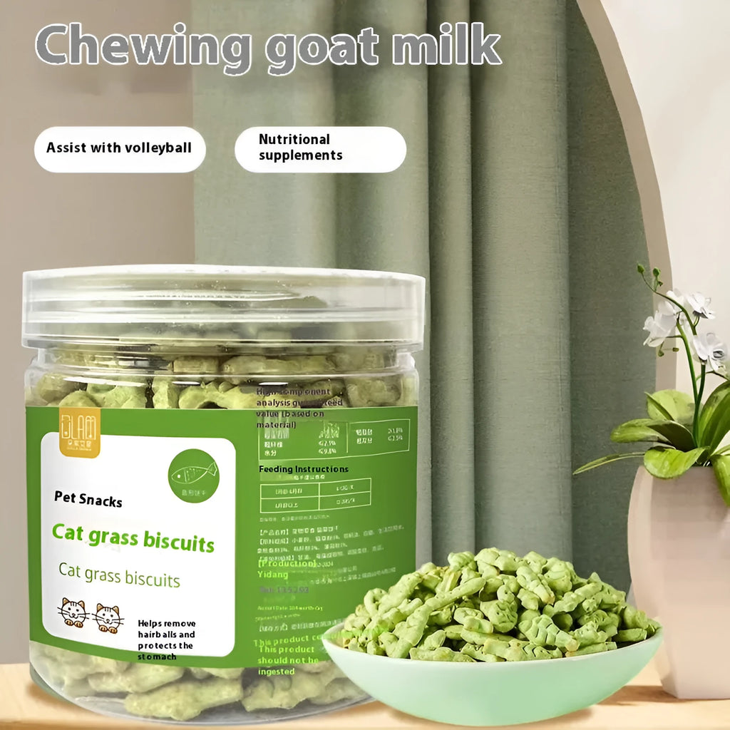 Cat grass snack biscuits fish-shaped grain-free treats 300 or 830 count pack