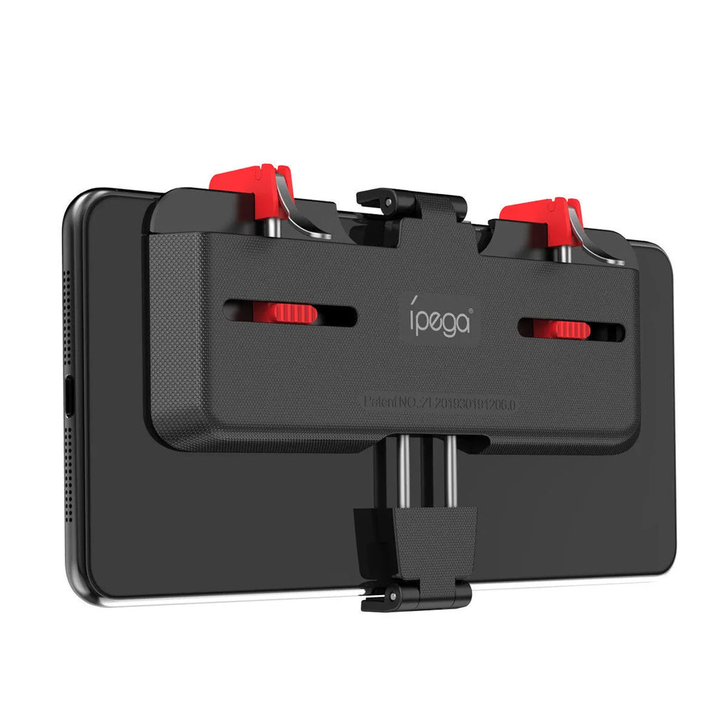 Black PG-9137 phone gaming trigger stand showing adjustable trigger and telescopic phone clip.