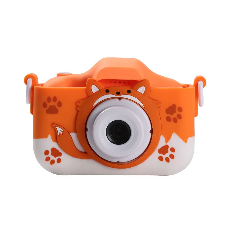 HD cartoon children's digital camera in blue and orange colours with compact design
