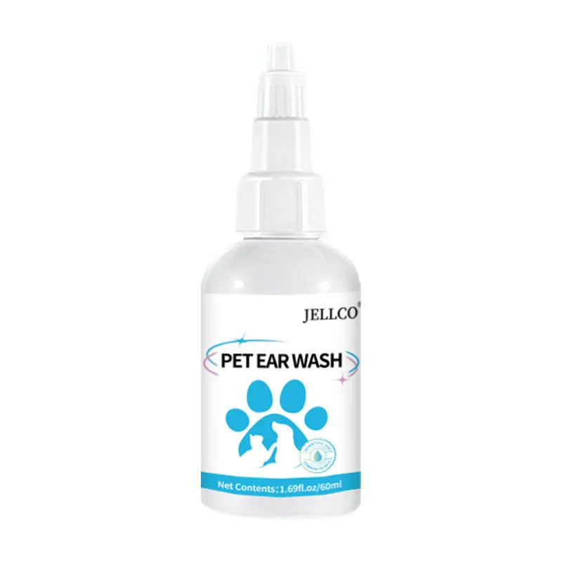 Pet ear drops 60ml English version bottle with dropper for cleaning ears and removing ear mites in dogs and cats